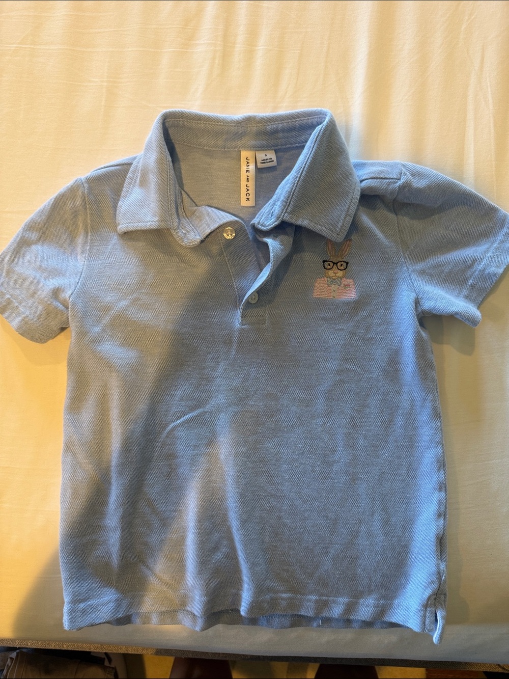 Janie and Jack Light Blue Polo with Bunny Patch